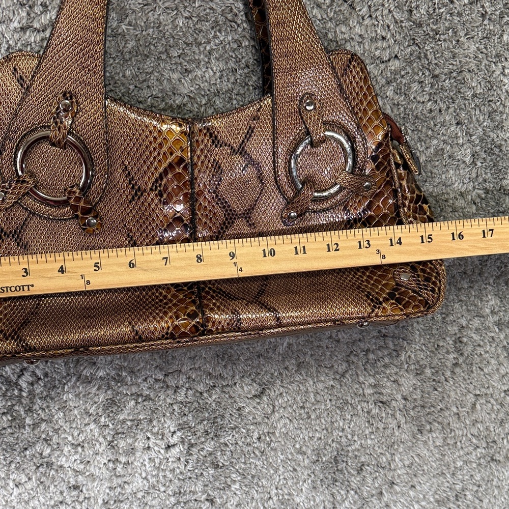 Vtg Y2K Brown Snake Print Women's Shoulder Bag Purse Neutral - Picture 8 of 10